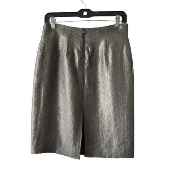 Ann Taylor Women Sz 4 Shimmery Pewter/Gray Paneled Contoured Waist Pencil Skirt - Picture 3 of 16